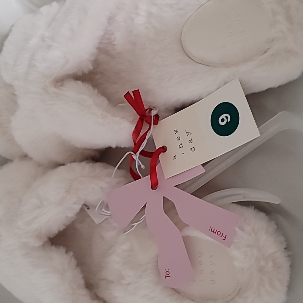 Target Cream Fluffy Slippers - Picture 4 of 5